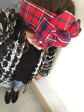 「Ungrid（アングリッド）のフレイドヘムストスリ（デニムパンツ）」を使った、yukinobdさん（レディース・154cm）の冬コーディネート