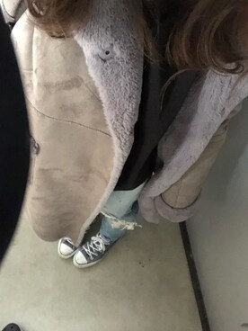 「moussy」｜「アイテム（ムートンコート）」を使った、yukinobdさん（レディース・154cm）の冬コーディネート