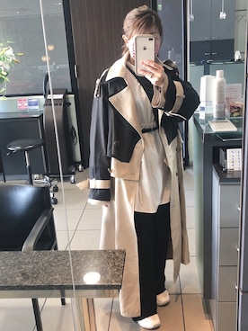 「レースパンツ」｜「アイテム（トレンチコート）」を使った、yukinobdさん（レディース・154cm）の冬コーディネート