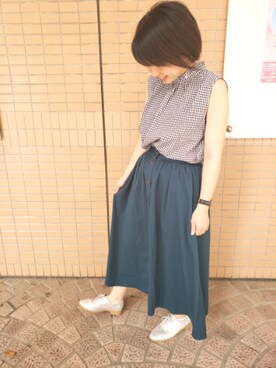 「chocomee（チョコミー）のアイテム（タンクトップ）」を使った、ぴいーたん。さん（レディース・153cm）の夏コーディネート