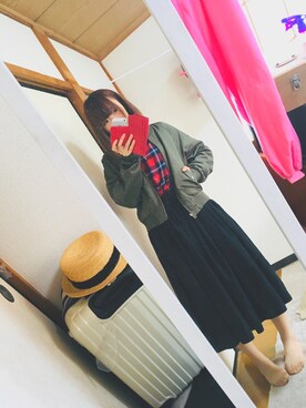 「OLIVE des OLIVE（オリーブデオリーブ）のアイテム（MA-1）」を使った、のあさん（レディース・155cm）の秋コーディネート