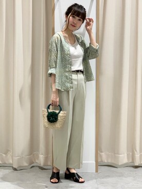 「coen（コーエン）のシーグラスミニかごバッグ（バスケット）（かごバッグ）」を使った、coen のんちゃんさん（レディース・158cm）の夏コーディネート