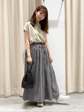 「インドコットン」｜「アイテム（スリッポン）」を使った、coen のんちゃんさん（レディース・158cm）の夏コーディネート