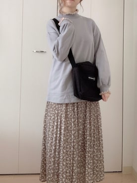 「POU DOU DOU（プードゥドゥ）のアイテム（スウェット）」を使った、sora◡̈*さん（レディース・153cm）の春コーディネート