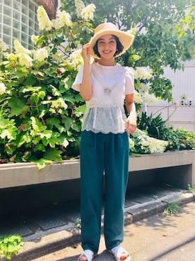 「SPIRALGIRL（スパイラルガール）のアイテム（帽子）」を使った、蒼葉えるさん（レディース・166cm）の春コーディネート
