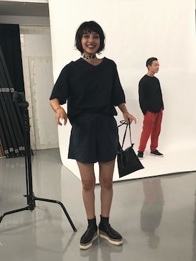 「WHITE MOUNTAINEERING（ホワイトマウンテニアリング）のアイテム（その他パンツ）」を使った、蒼葉えるさん（レディース・165cm）の夏コーディネート