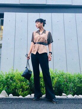 「BEAMS（ビームス）のアイテム（イヤリング）」を使った、蒼葉えるさん（レディース・166cm）の秋コーディネート