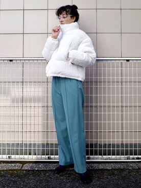 「ECRIRE（エクリール）のアイテム（その他アウター）」を使った、蒼葉えるさん（レディース・166cm）の冬コーディネート