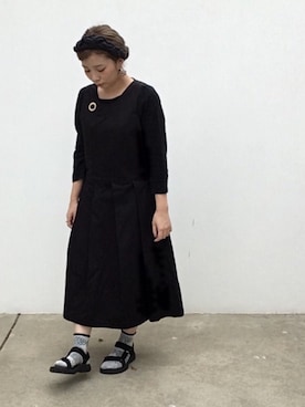 「teva」｜「アイテム（ジャンパースカート）」を使った、yuinkoさん（レディース・154cm）の秋コーディネート