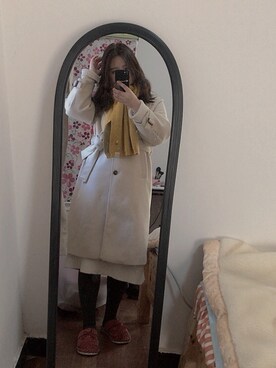 「无のアイテム（トップス、ホワイト系）」を使った、肉丸子さん（レディース・155cm）の冬コーディネート
