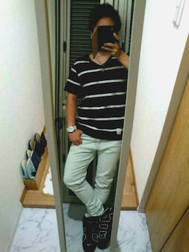 「DOWBL（ダブル）のアイテム（トップス）」を使った、RYOTAさん（メンズ・160cm）の秋コーディネート