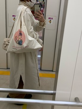 「オールホワイト」｜「アイテム（シャツワンピース）」を使った、nさん（レディース・150cm）の春コーディネート