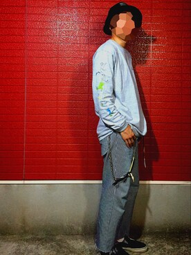 「袖プリント」｜「アイテム（その他）」を使った、kent.さん（メンズ・177cm）の春コーディネート