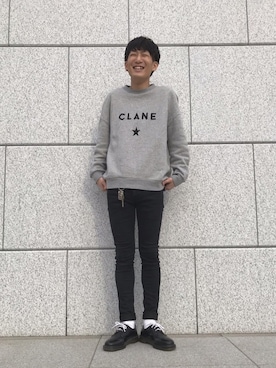 「CLANE（クラネ）のアイテム（スウェット）」を使った、ゆさん（メンズ・168cm）の春コーディネート