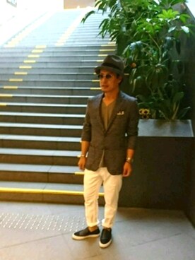 「g-stage（ジーステージ）のアイテム（テーラードジャケット）」を使った、chu-さん（メンズ・165cm）の夏コーディネート