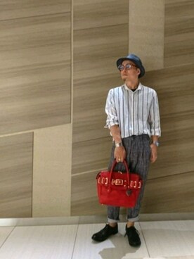 「ARMURE（アルミュール）のARMURE/アルミュール/stretch tuck trousers（その他パンツ）」を使った、chu-さん（メンズ・165cm）の夏コーディネート