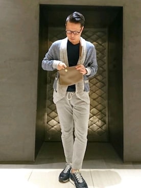 「ARMURE（アルミュール）のARMURE/アルミュール/double-breasted cardigan（カーディガン/ボレロ）」を使った、chu-さん（メンズ・165cm）の秋コーディネート