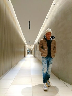 「CPH（シーピーエイチ）のアイテム（ニットキャップ/ビーニー）」を使った、chu-さん（メンズ・165cm）の冬コーディネート