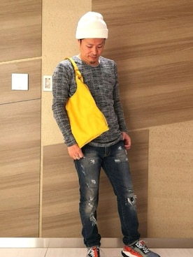 「CPH（シーピーエイチ）のアイテム（ニットキャップ/ビーニー）」を使った、chu-さん（メンズ・165cm）の冬コーディネート