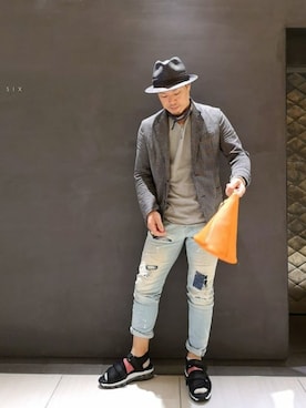 「Magnu（マヌー）のMagnu/マヌー/Tee Pee pouch（ハンドバッグ）」を使った、chu-さん（メンズ・165cm）の夏コーディネート