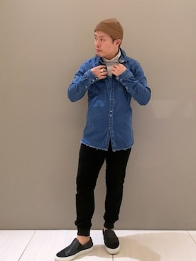 「CPH（シーピーエイチ）のアイテム（ニットキャップ/ビーニー）」を使った、chu-さん（メンズ・165cm）の冬コーディネート