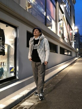 「アイテム（ダウンジャケット/コート、レッド系）」を使った、chu-さん（メンズ・165cm）の冬コーディネート