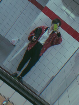「チャイナシャツ」｜「アイテム（ノーカラージャケット）」を使った、おっくーさん（レディース・159cm）の夏コーディネート