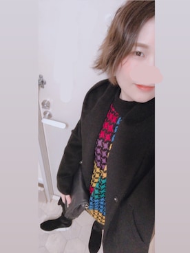 「COMME CA ISM（コムサイズム）のアイテム（ノーカラージャケット）」を使った、おっくーさん（レディース・159cm）の冬コーディネート