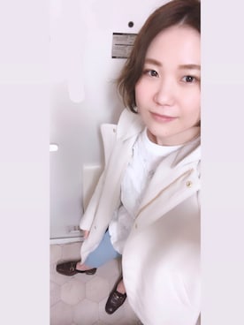 「水色」｜「アイテム（その他アウター）」を使った、おっくーさん（レディース・159cm）の冬コーディネート
