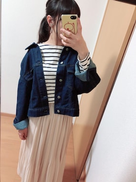 「SEVENDAYS=SUNDAY（セブンデイズサンデイ）のアイテム（デニムジャケット）」を使った、ａｕさん（レディース・152cm）の春コーディネート