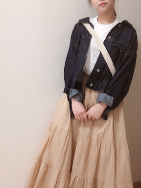 「SEVENDAYS=SUNDAY（セブンデイズサンデイ）のアイテム（デニムジャケット）」を使った、ａｕさん（レディース・152cm）の春コーディネート