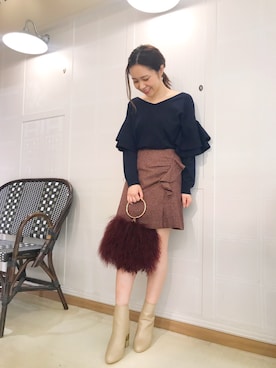 「千鳥柄」｜高橋由希さん（レディース・156cm）の秋コーディネート