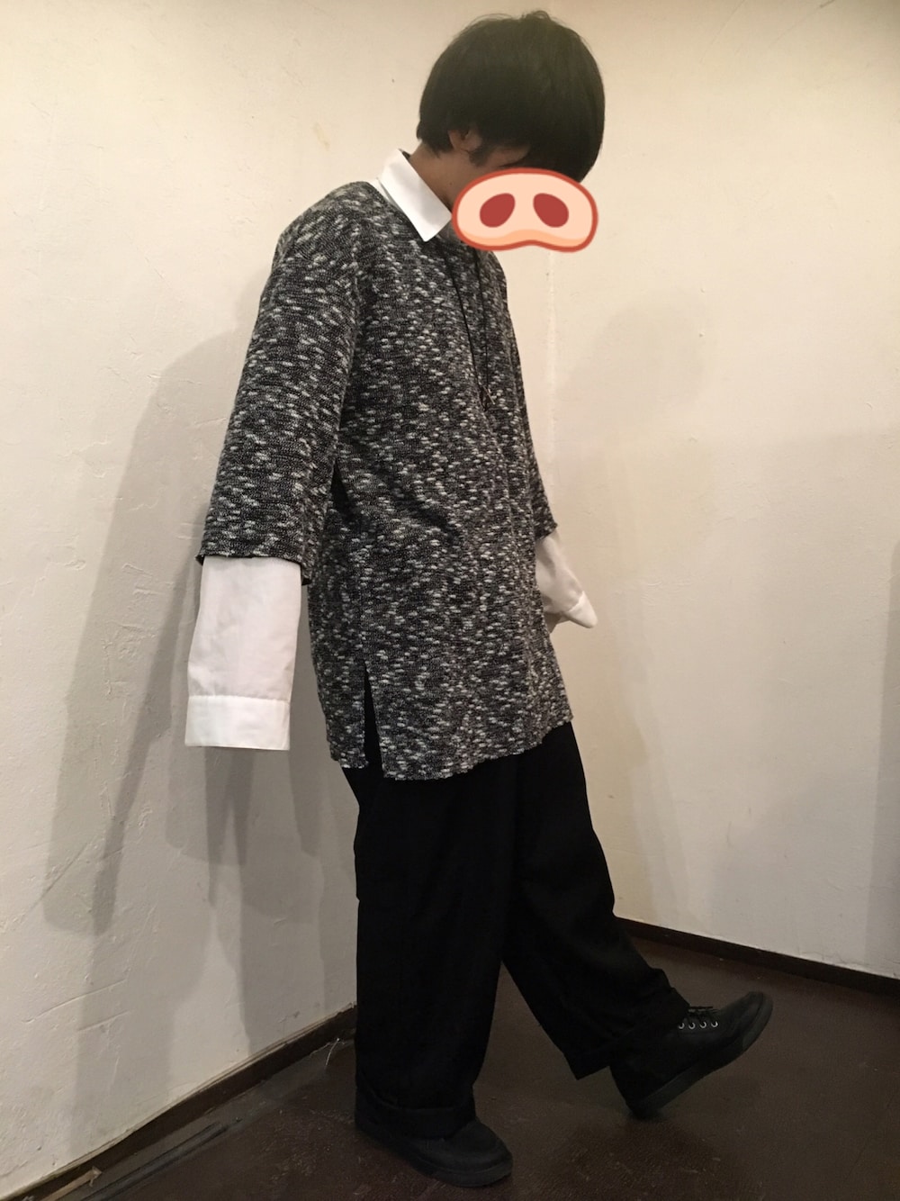 「おしゃれさんと繋がりたい、カジュアルコーデ、ビックシルエット」｜「GGDのアイテム（ニット/セーター、ブラック系）」を使った、Tohyaさん（メンズ・167cm）の冬コーディネートの1枚目の写真