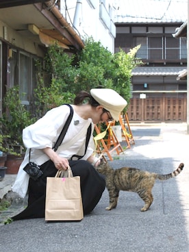 「MHL.」｜「アイテム（キャスケット）」を使った、tyu____tyuさん（レディース・158cm）の夏コーディネート