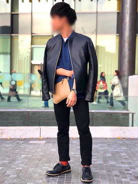 「URBAN RESEARCH Sonny Label（アーバンリサーチサニーレーベル）のアイテム（ライダースジャケット）」を使った、あとHSさん（メンズ・163cm）の秋コーディネート