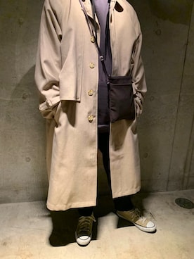 「アイテム（ステンカラーコート）」を使った、あとHSさん（メンズ・163cm・20代）の冬コーディネート