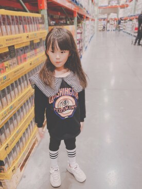 「おんなのこコーデ」｜「アイテム（スウェット）」を使った、🅚さん（キッズ・120cm）の冬コーディネート