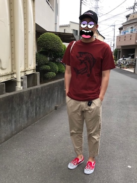 「アイテム（スリッポン）」を使った、Kousuke Yanaseさん（メンズ・180cm・20代）の春コーディネート