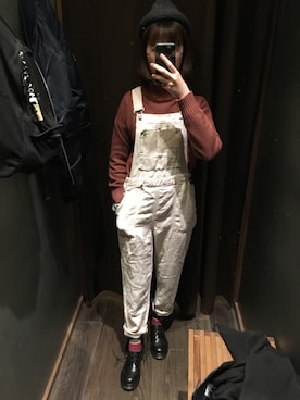 「PULL&BEAR（プルアンドベア）のアイテム（サロペット/オーバーオール）」を使った、treesy さん（レディース・156cm）の冬コーディネート