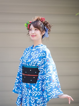 「アイテム（浴衣）」を使った、KIMONO MODERNさん（レディース・167cm）の夏コーディネート
