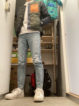 「リバーシブル」｜「アイテム（ナイロンジャケット）」を使った、2525さん（メンズ・173cm）の春コーディネート