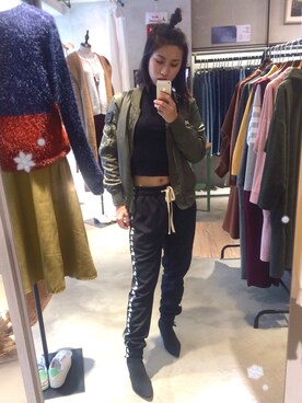 「CACO（カコ）のアイテム（ジャケット/アウター）」を使った、蒙さん（レディース・157cm）の冬コーディネート