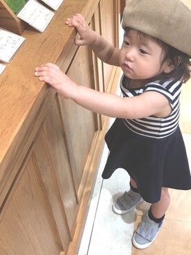 「TOMMY HILFIGER（トミーヒルフィガー）のアイテム（ワンピース/ドレス）」を使った、Yu.Re.nさん（キッズ・80cm）の秋コーディネート