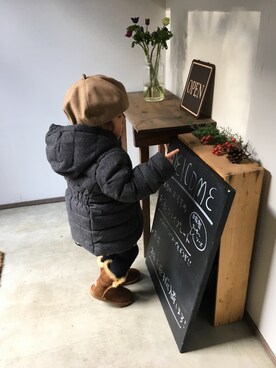 「PETIT BATEAU（プチバトー）のアイテム（ダウンジャケット/コート）」を使った、Yu.Re.nさん（キッズ・80cm）の冬コーディネート