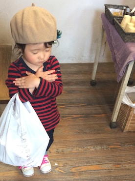 「2歳3ヶ月」｜「アイテム（ハンチング/ベレー帽）」を使った、Yu.Re.nさん（キッズ・80cm）の春コーディネート