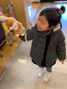 「PETIT BATEAU（プチバトー）のアイテム（その他アウター）」を使った、Yu.Re.nさん（キッズ・90cm）の冬コーディネート