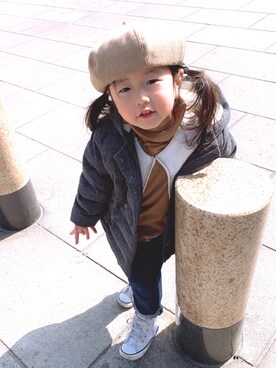 「PETIT BATEAU（プチバトー）のアイテム（その他アウター）」を使った、Yu.Re.nさん（キッズ・90cm）の冬コーディネート
