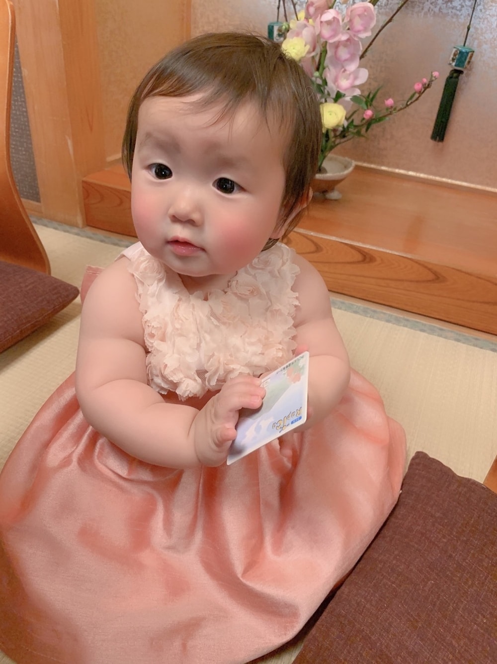「誕生日、1歳、女の子コーデ、ドレス、王冠、お祝い、バースデー」｜「Handmadeのアイテム（その他ヘアアクセサリー、ピンク系）」を使った、Yu.Re.nさん（キッズ・90cm）の冬コーディネートの1枚目の写真