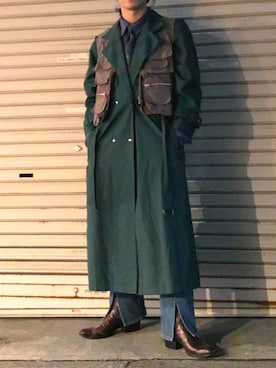「ハンチング」｜「アイテム（トレンチコート）」を使った、ミアさん（メンズ・172cm）の春コーディネート