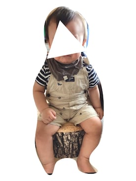 「アイテム（スタイ/よだれかけ、グレー系）」を使った、𝚜𝚘𝚞𝚔𝚞𝚗さん（キッズ・80cm）の秋コーディネート